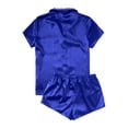 thumbnail image 5 of Midwennn Women's Casual Solid Silk Satin Pajama Set Short Sleeve Button Up Top & Shorts Sleepwear Super Comfy Womens Pajamas Postpartum Outfit for Going Home Pajama Set Teens Bride Shirt Button, 5 of 7