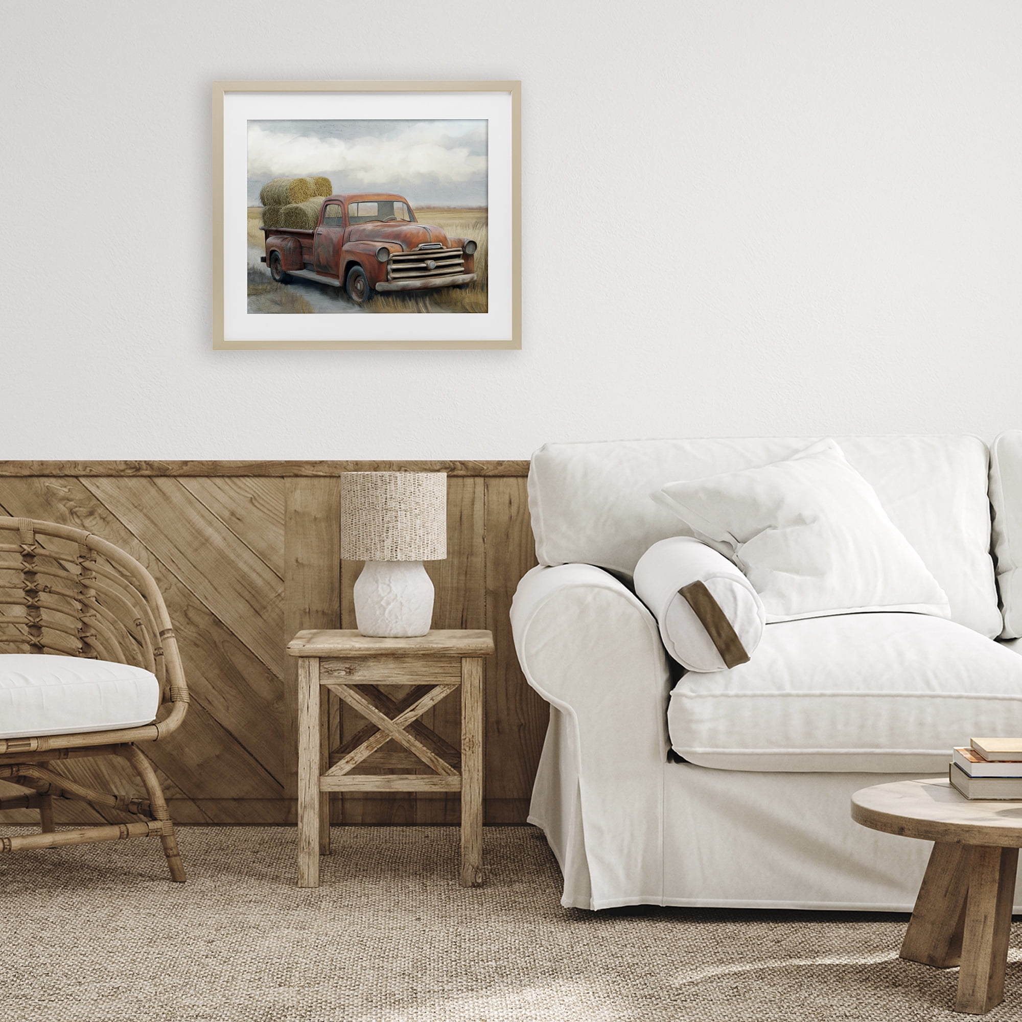 Stupell Industries Hay Time Farm Truck Load Birch Framed Print Under Glass, design by Kim Allen