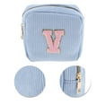 thumbnail image 4 of Unique Bargains 1 Pc Letter V Pattern Makeup Bag for Travel Blue Corduroy, 4 of 6