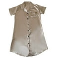 thumbnail image 5 of Feancey Women's Satin Nightshirt 2025 Casual Button Down Lapel Sleep Shirt Short Sleeve Loose Silk Nightgowns Comfy Sofy Fall Loungewear,Gold,M, 5 of 5