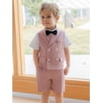 thumbnail image 3 of ETHAN Boys Suit Formal Toddler Suits for Boy 4 Pieces Summer Slim Fit Suit Kids Tuxedo Wedding Vest Shorts Set Beige Size 4, 3 of 7