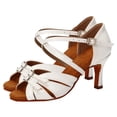 thumbnail image 4 of Hinvhai Ballroom Dance Shoes Women, Latin Salsa Bachata Practice Performance Dancer Shoes White 9(42), 4 of 6