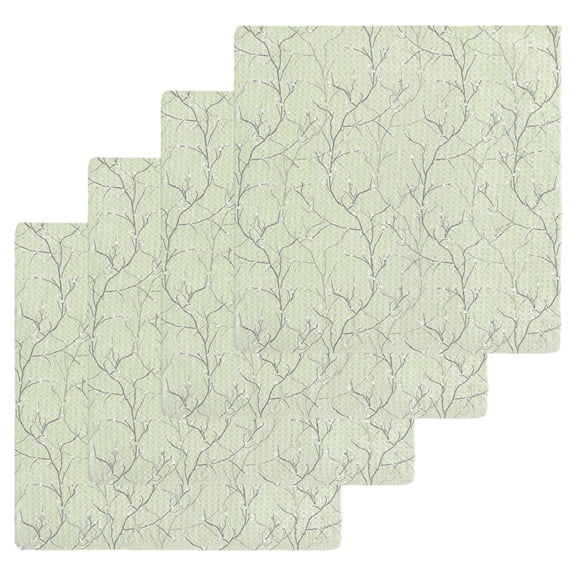 Sage Green Branches Kitchen Dish Towels for Drying Dishes Set of 4, Vintage Art Farmhouse Waffle Weave Microfiber Hand Tea Bathroom Towels Quick Dry & Absorbent Towel 12x12