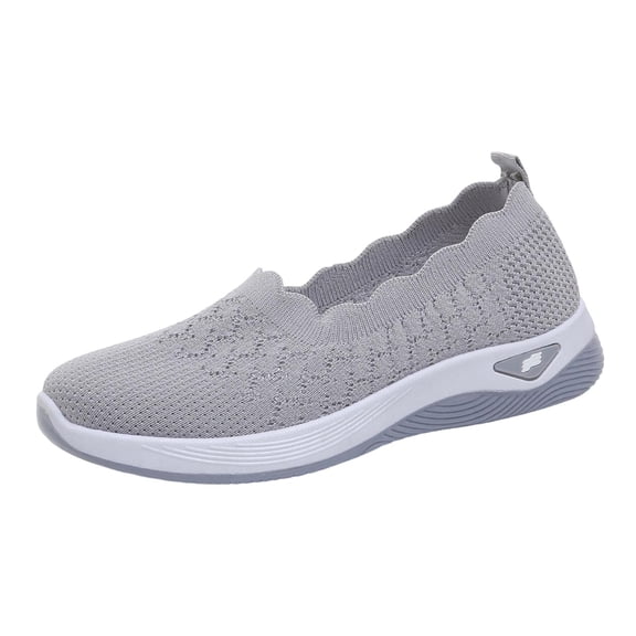 SuTry Women's Slip On Sneakers Walking Shoes Breathable Knit Mesh Lightweight Soft Sole Easy On Scalloped Collar Comfort Cushion School Outdoor Travel Casual Flats(39)