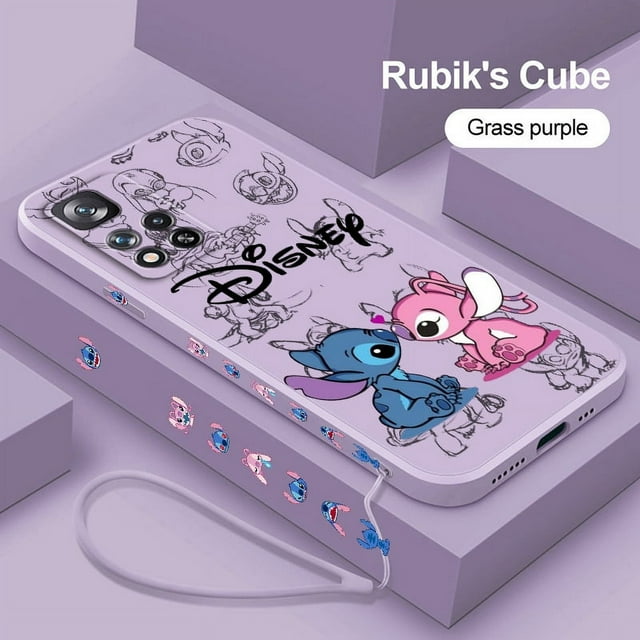 Anime Cute Stitch Boy For Xiaomi Redmi Note 12 12S 12R 11 11T 11S 10 10S 9 8 8T Pro Plus 5G Liquid Left Rope Cover Capa Fundas A59Tvlt01 Redmi Note11ProPlus
