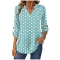 thumbnail image 2 of Craaazy Women's Fashional Print Color Long Sleeve Gifts V-neck Blouses. Long Sleeve Pullover With Button Decoration, 2 of 7