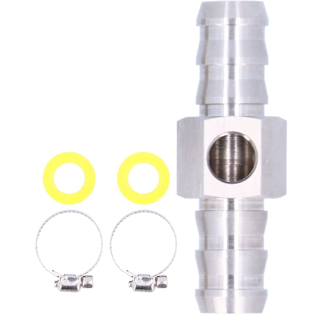 Fuel Hose Adapter, Easy Installation 1/2in Stainless Steel Fuel Hose T-Fitting With Clamps For Car