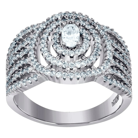 925 Sterling Silver Womens Oval Cubic Zirconia Fashion Ring Size 8 Ring for Women