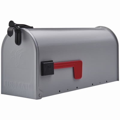 Silver Gray Standard T1 Ribbed Galvanized Steel Rural Mailbox, Each