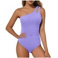 thumbnail image 2 of Feimerou One Shoulder One Piece Swimsuit for Women Tummy Control Bathing Suits Modest Full Coverage Keyhole Monokini Swimwear Valentines Day Gifts, 2 of 5