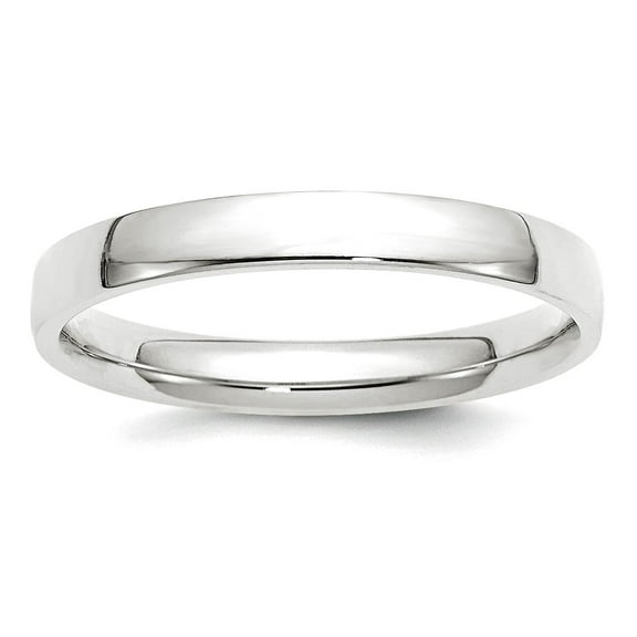 10k White Gold Solid Polished Lightweight 3mm Ltw Comfort-Fit Band Size 7.5 Ring Ring for Women and Men