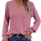 thumbnail image 3 of Sudadera con capucha de buceo,Blusa informal de poliéster cepillado de manga larga con cuello en V para mujer, túnica de color liso para el hogar o el trabajo, sopatenor, 3 of 7