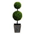 thumbnail image 2 of Nearly Natural Potted Double Ball Boxwood Artificial Topiary Tree - 3' - Clear LED Lights, 2 of 9