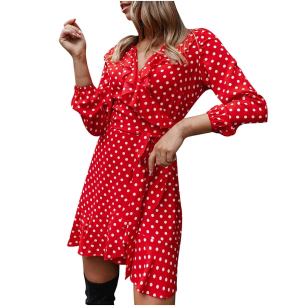 Vestido de mujer con volantes y manga de burbuja de punto ondulado con cuello en V y cintura alta para mujer Fridja nbo3361