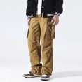thumbnail image 2 of Pantalones cargo para hombre Y2k, corte regular, anchos, elásticos, de trabajo, de alta calidad, holgados, multibolsillos, informales, nuevos, para senderismo, pantalones emo para hombre, 2 of 4