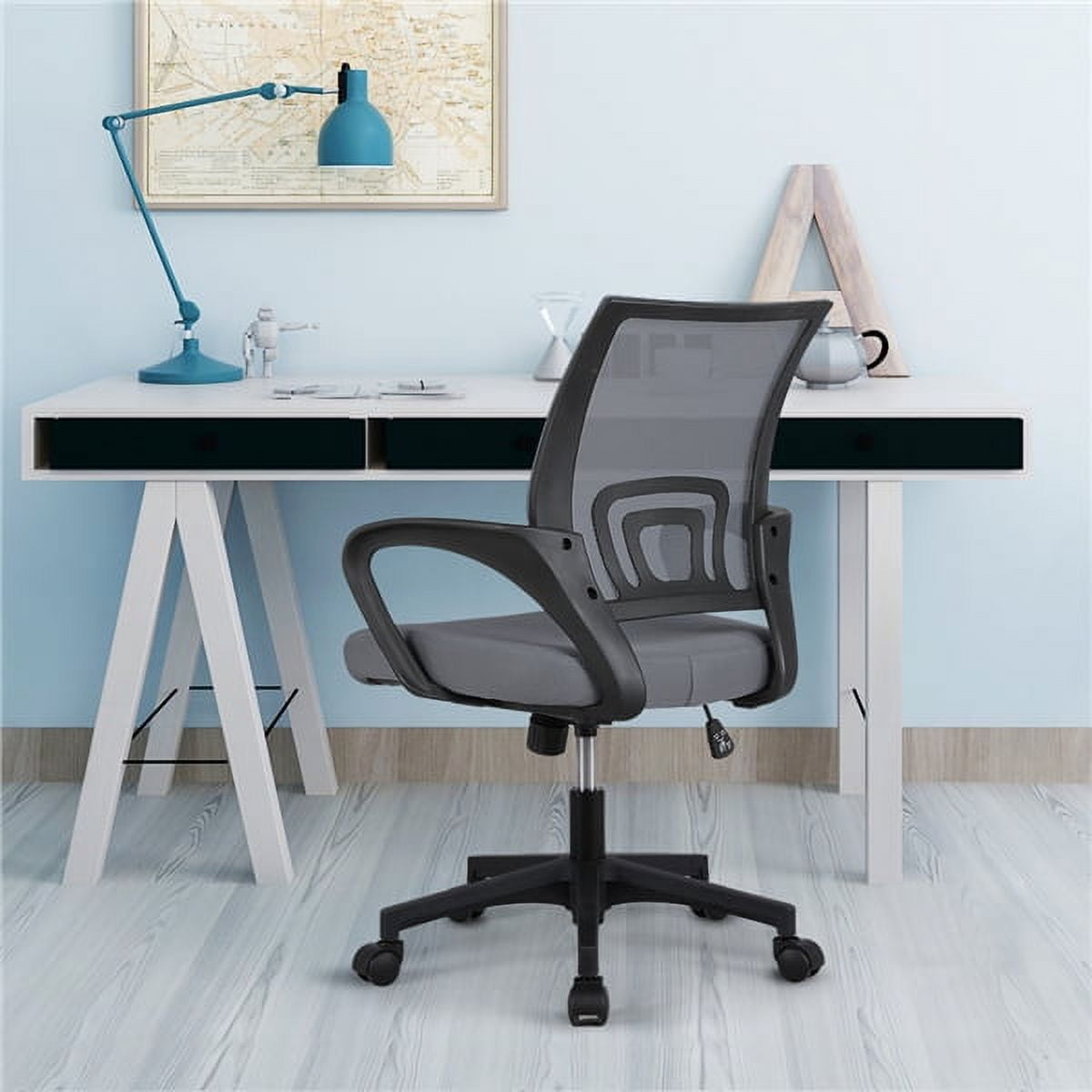 Alden Design Ergonomic Swivel Adjustable Mid Back Mesh Office Chair with Armrests, Dark Gray