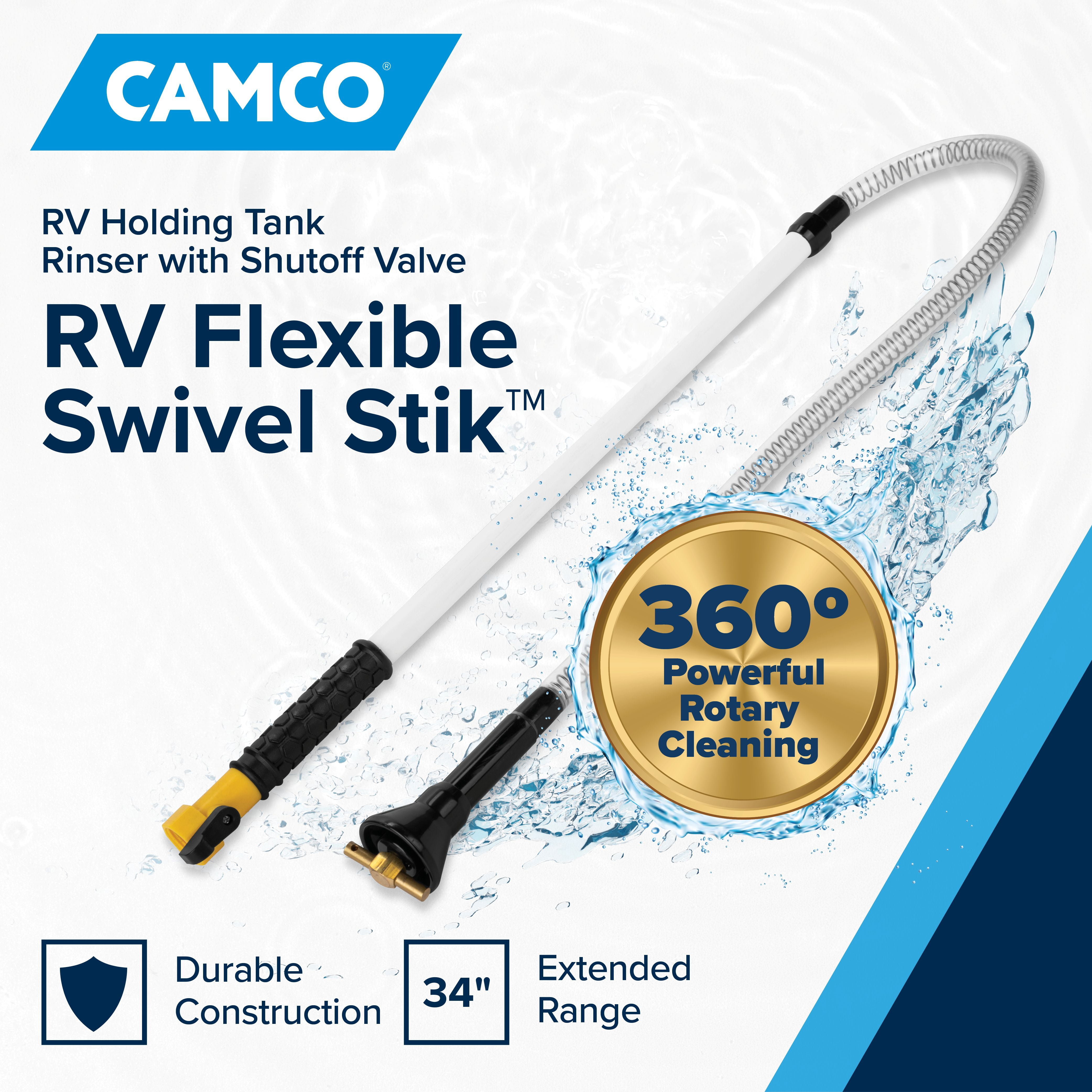 Camco RV Flexible Swivel Stik with Shutoff Valve - Brass Moving Parts, Multicolor (40071)