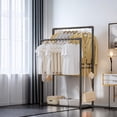 thumbnail image 3 of WRKEKC Clearance Double Pole Clothing Rack with Storage Base - Adjustable Garment Organizer for Bedrooms, Retail Stores (Iron Frame), 3 of 6