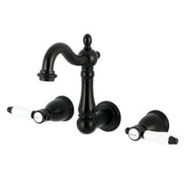 Kingston Brass KS1220BPL Bel-Air Double-Handle 3-Hole Wall Mount Bathroom Faucet in Matte Black