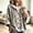Gray, variant on Women's Leopard Print Hooded Knit Cardigan Batwing 3/4 Sleeve Button Down Loose Casual Sweater, S