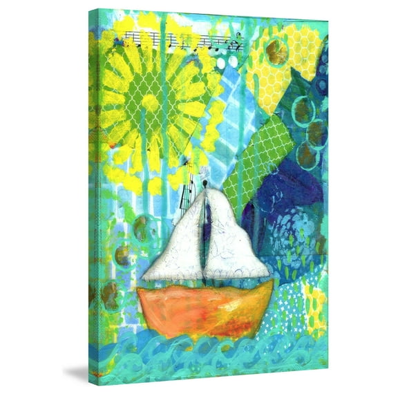 MARMONT HILL  - 'Orange Boat' by Jill Lambert Painting Print on Wrapped Canvas - Multi-Color 24 x 36