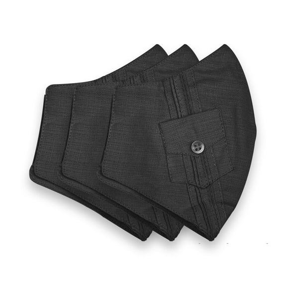 The Guayabera Mask, Cloth Face Mask 3 pack. (Black)