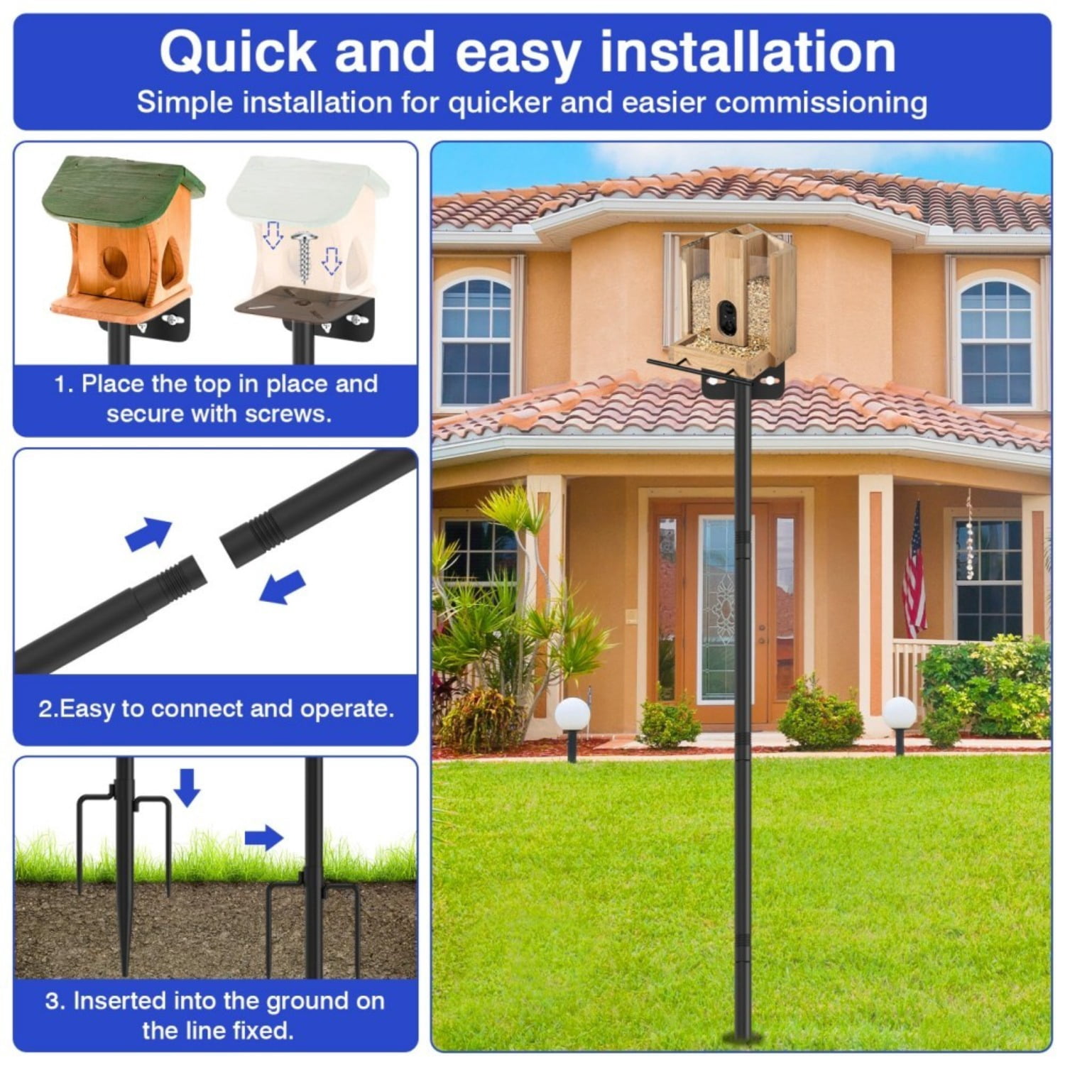80" Heavy-Duty Adjustable Bird Feeder Pole