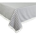 thumbnail image 2 of Fennco Styles Modern Striped Tassel Cotton Blend 55 x 55 Inch Tablecloth - Gray Table Cover for Banquets, Holiday, Special Events, Outdoor and Home Décor, 2 of 4