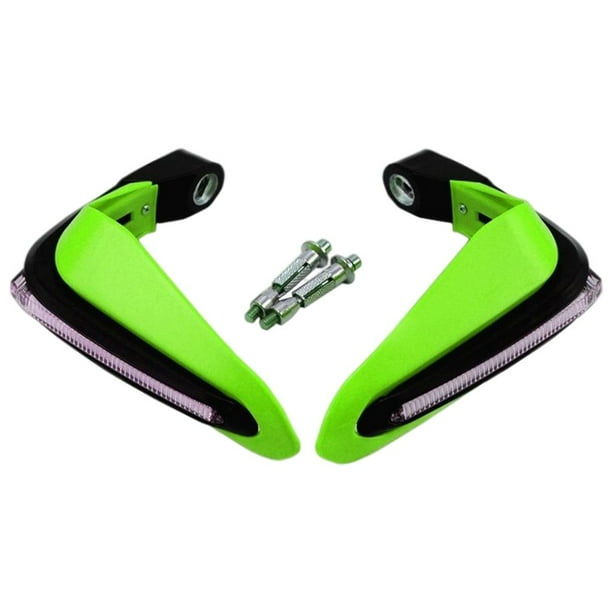 1 par de protectores de manos LED para motocicletas, resistentes al viento y con absorción de impactos, de rápida instalación. Verde
