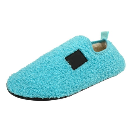 

Ediodpoh Men and Ladies Couples Winter Solid Colour Home Indoor Cotton Slippers Soft Bottom Package with Thickened Velvet Warm Slippers Slippers for Women Blue 6.5