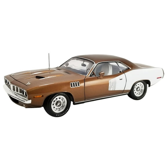 1971 Plymouth Barracuda Tahitian Walnut Metallic & White Limited Edition to 402 pieces Worldwide 1/18 Diecast Model Car by ACME