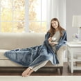 thumbnail image 3 of Beautyrest Heated Microlight to Berber Solid Throw, 60x70", Blue, 3 of 11
