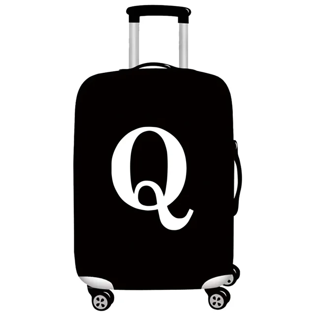Housse de Valise Housse de Bagage Housse de Protection Valise Anti-Poussière Résistante à l'Usure Série Lettres Blanches Étui de Protection Accessoires de Voyage 8White Q L