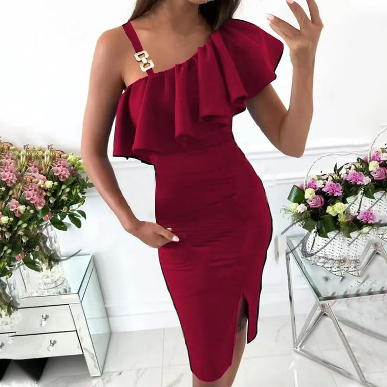 red velvet drape off shoulder column dress Dark Red Velvet Off Shoulder Bridesmaid Dress, A-line Prom Dresses – jkprom