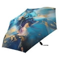 thumbnail image 4 of Blue and Gold Fluid Marble Compact Sun Umbrella Windproof Travel Umbrellas for Rain Strong Portable UV Protection, 4 of 8