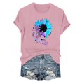 thumbnail image 3 of NAMTYQX Womens Spring Tops Loose Fitting Plus Size Cool Light Casual Graphic Crew Neck Muster Short Sleeve Blouses for Women Pink Size M, 3 of 5