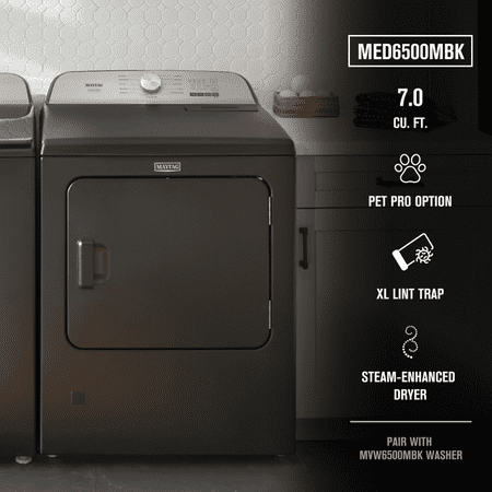 Maytag - 7.0 Cu. Ft. Electric Dryer with Steam and Pet Pro System - Volcano Black
