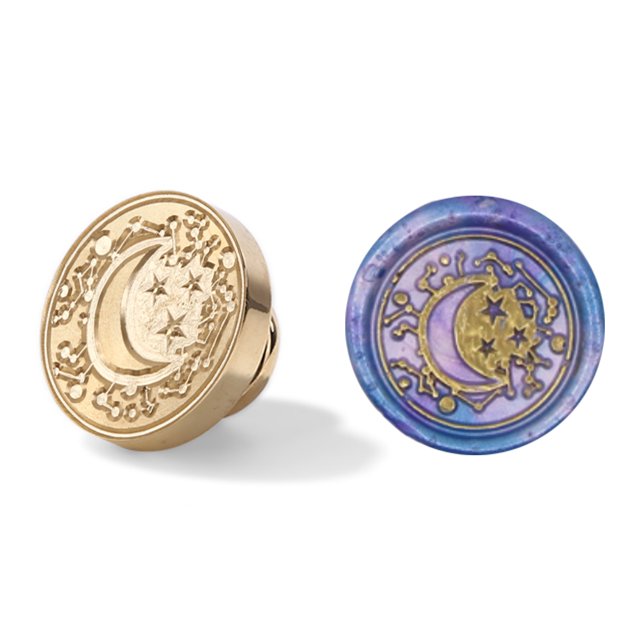 Cuadros Decorativos Sello de cera Sello Retro Redondo Estrella Luna Cera de sellado Dedicada Cabeza de cobre (A) DQrwqpou Nuevos Originales