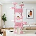 thumbnail image 2 of Allewie 81 Inches Multi-Level Tall Cat Tree for Large Cat, Cat Climbing Tree with Cat Condo and Hammock, Scratching Post, Wide Base, Pink, 2 of 7