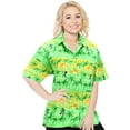 thumbnail image 3 of HAPPY BAY Women's Casual Beach Hawaiian Blouses Shirt V Neck Blouse Short Sleeve Button Down Dress Tops Tee Shirts for Women XL Aloha, Autumn Green, 3 of 4