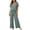 Green, variant on 2 Piece Women's Cotton Print Pajamas Sets Summer Petite Short Sleeve Top and Long Pants Lounge Sets Soft Crew Neck Nightwear White
