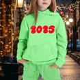 thumbnail image 2 of Hwmodou Toddler Girls Outfit Sets Kids Cuhk Kids Long Sleeve 2025 Hooded Top Hoodie Pant Set,2-Piece,Size 2-13Y, 2 of 4