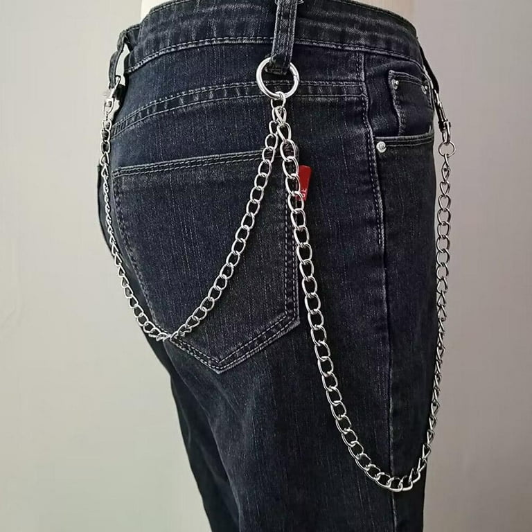 Quiodok 5 Stuks Sleutelhanger Jeans Portemonnee Hip Hop Broek Riem Broek Taille Meerlaagse Punk Gothic Metalen Ketting Accessoire Voor Mannen Vrouwen