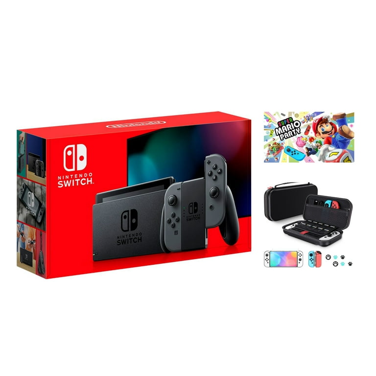 Nintendo Switch Gray Jon Con Console 32GB Internal Storage Bundle with Super Mario Party 10 in 1 Accessory Case Walmart
