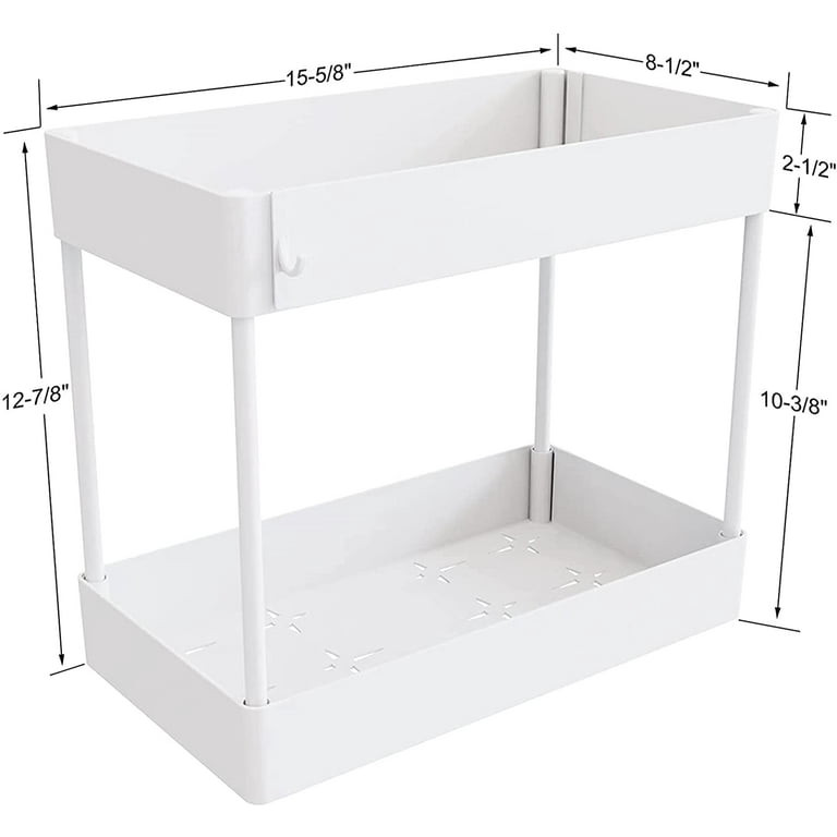  Sevenblue 2 Pack Under Sink Organizers and Storage, 2 Tier  Sliding Bathroom organizer,Multi-Use Under Kitchen Cabinet Storage Shelf  (White 2Pack)