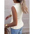 thumbnail image 5 of Women Sleeveless Ruffle Knit Cardigan Vest Button Down Cropped Tank Top, 5 of 6