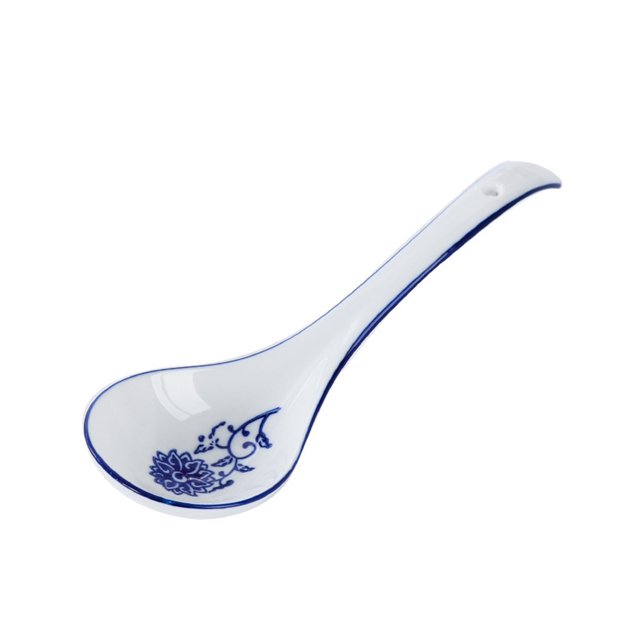 2 Pieces Ceramic Soup Ladle, Chinese Blue and White Porcelain Printing Ladle Spoons Ceramic Soup Spoons for Cooking, Stirring, Pouring, Ladles for Serving