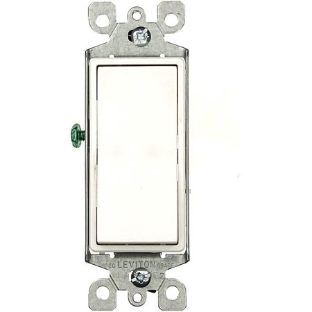 Leviton 5603-2W 15 Amp, 120/277 Volt, Decora Rocker 3-Way AC Quiet Switch, Residential Grade, Grounding, White