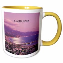 3drose, Santa Barbara California at Night, 11oz Two-tone Yellow Mug