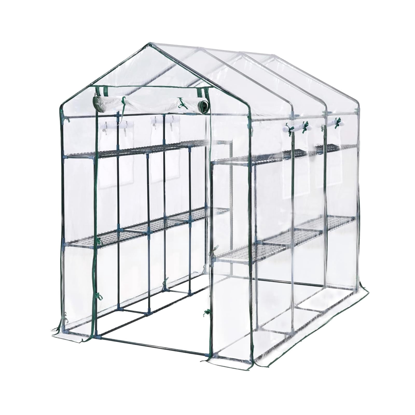 Heavy Duty Walk-In Greenhouse – 56" x 85" x 76" Portable 8-Shelf PE Plant Tent with Mesh Vent Windows, UV Protection, Weatherproof – appropriate for Backyard Garden – Transparent